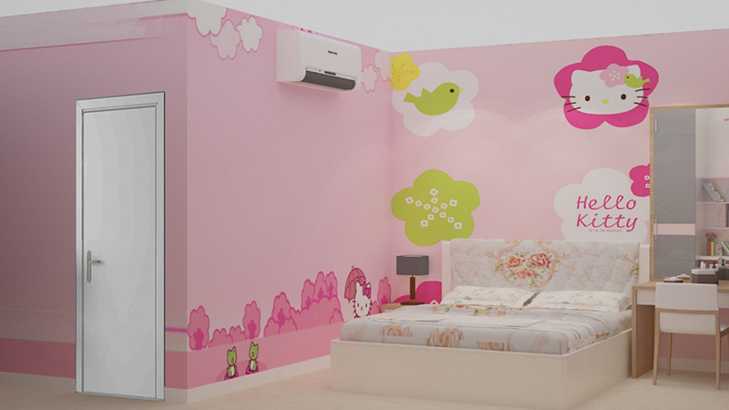 Phòng ngủ con gái màu hồng Phòng ngủ con gái màu hồng