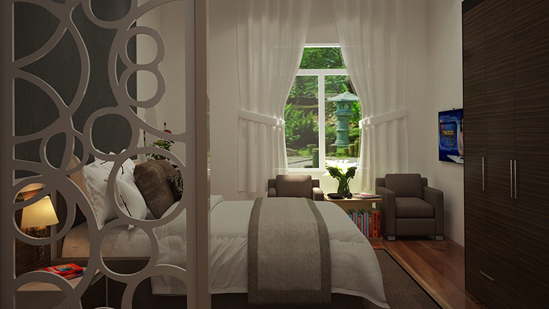 Vách trang trí kết hợp kệ treo tivi đẹp